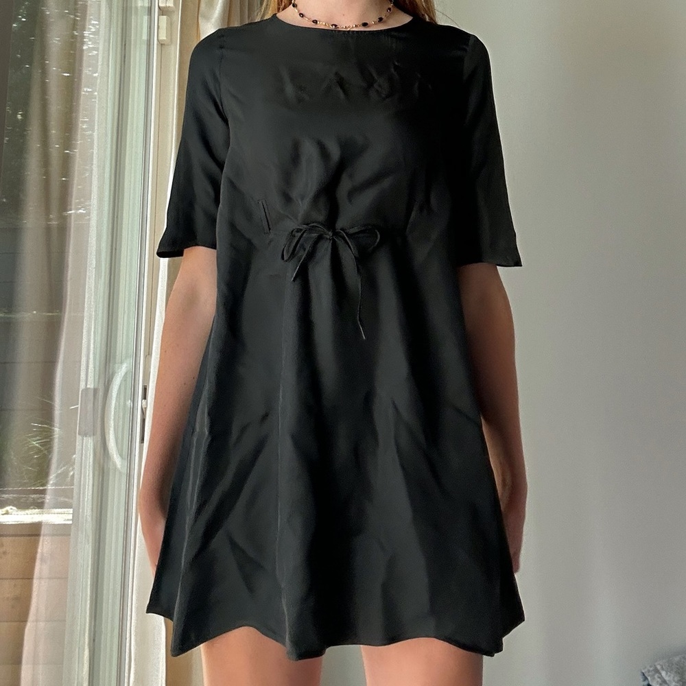 yeojin bae Black Silk T-Shirt Mini Dress